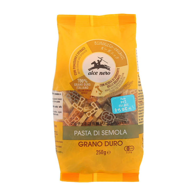 🍉 อัลเซเนโร่พาสต้าออร์แกนิคสามสีตัวอักษร 250กรัม 🍍 Alce Nero Organic Durum Wheat Semolina Tricolor P