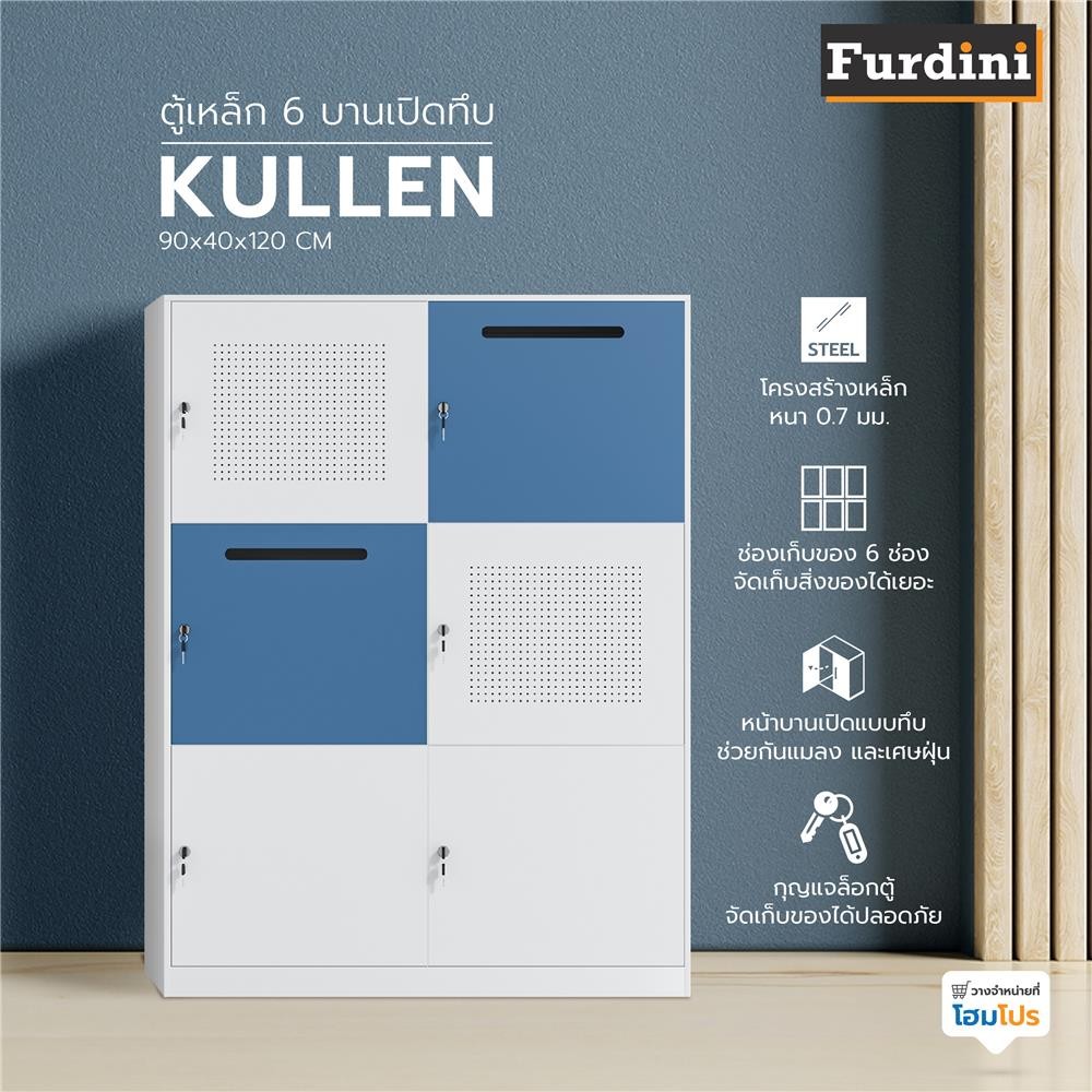 FURDINI ตู้เหล็ก 6 บานเปิดทึบ KULLEN FYD-BBY004 สีขาว/ฟ้า จัดส่งโดย HomePro