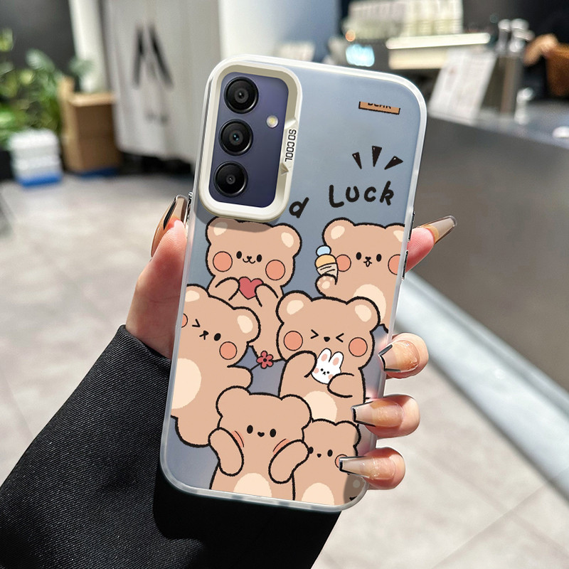 เคสสำหรับ Samsung A15 4G A15 5G M15 A25 A14 A13 A12 F12 M12 A11 M11 A10S M01S เคสโทรศัพท์ใสลายหมีกระต่ายเคสแข็งป้องกัน