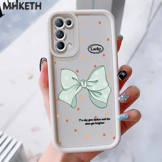 MHKEID เคสสำหรับ OPPO Reno 5 4G Reno 5 5G Reno 5K 5G เคสป้องกันโทรศัพท์ตกลายโบว์สีชมพู