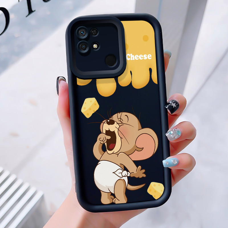 เคสสำหรับ Xiaomi Redmi 10C เคสโทรศัพท์แมวหนูสามสีซิลิโคนกันกระแทก