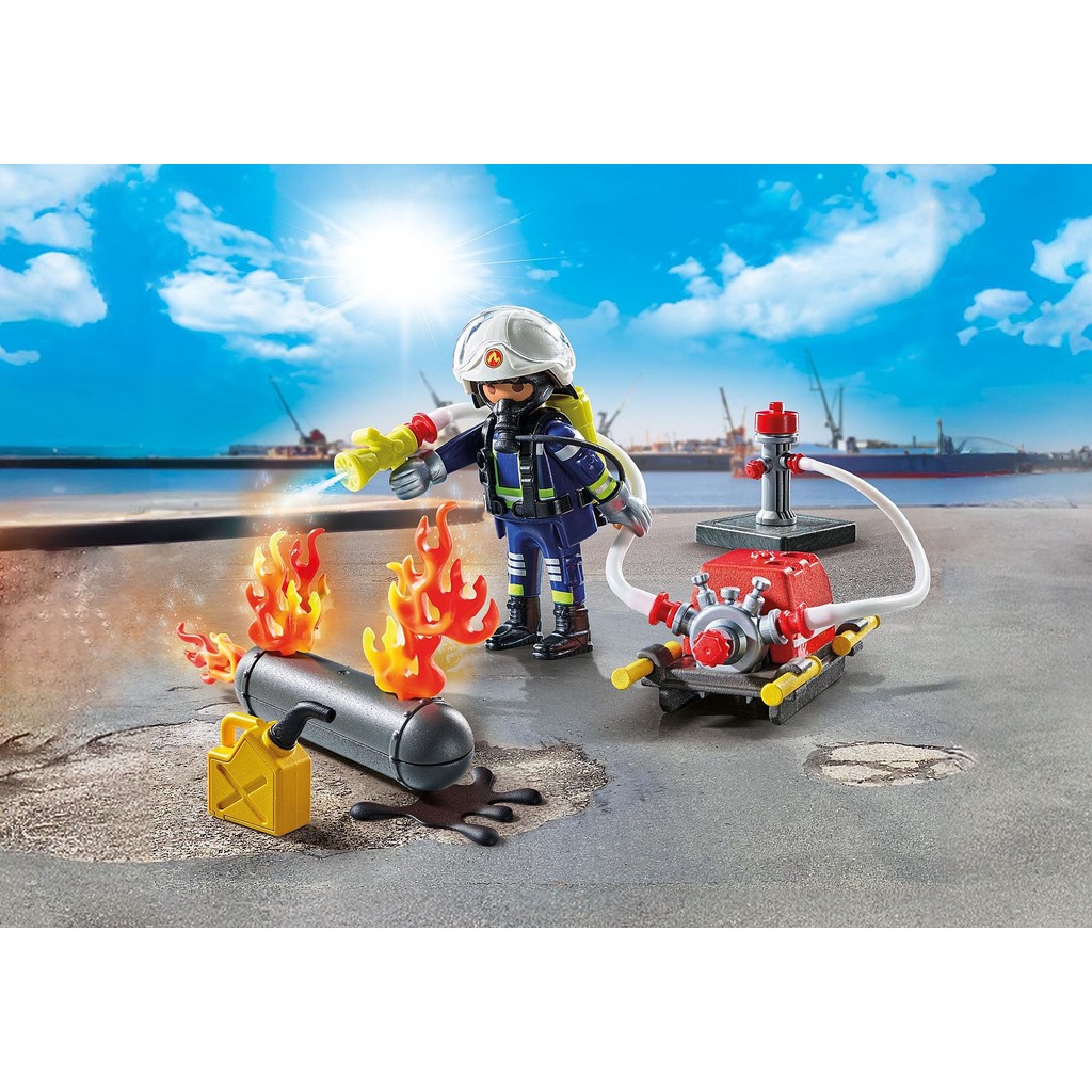 Playmobil 71826 Firefighter with Water Pump ดับเพลิง นักดับเพลิงพร้อมปั๊มน้ำ