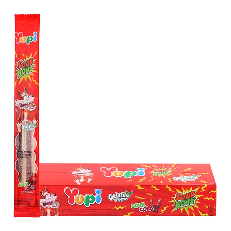 ยูปี้ ซาวร์ บอนซ์ ซาวร์ โคล่า 10 ก. x 12 YUPI Sour Bonz Sour Cola 10 g x 12