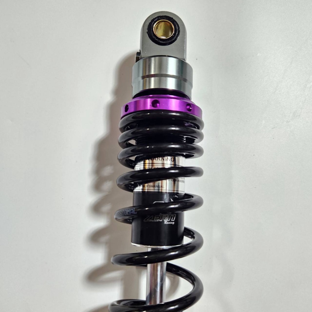 โช้คหลัง วาซาบิ สีดำตัดม่วง GIORNO/ MIO / FINO / SCOOPYi / CLICKi แก๊สกึ่งน้ำมัน ตัวปรับหลอก ยาว 300 มิล แบบไม่มีกระปุก - รูปที่ 2