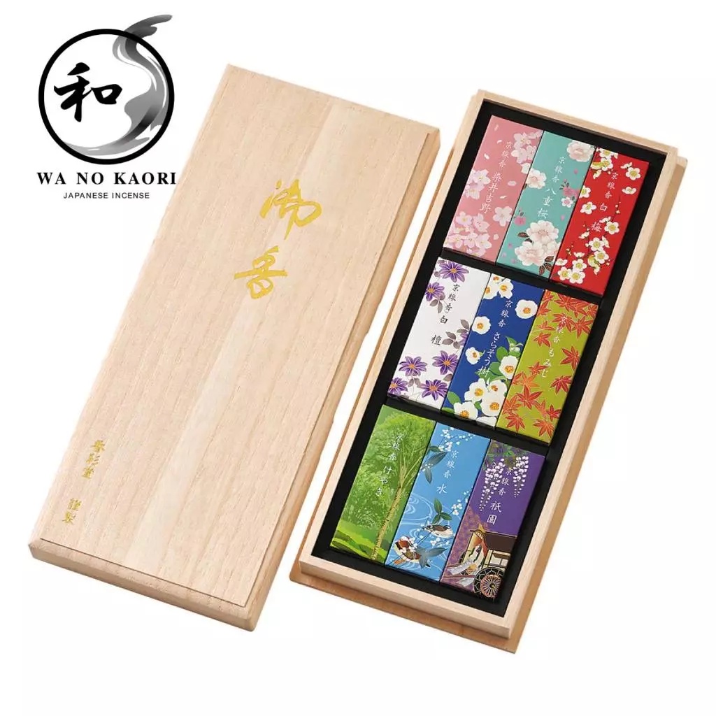 Kousaido Shikisai Gift Set 9 types 15g each Japan Incense ธูปหอม ญี่ปุ่นแท้ นำเข้าจากญี่ปุ่น คุณภาพส