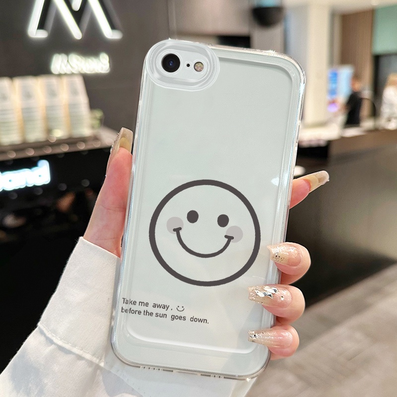 เคสสำหรับ iPhone 7 Plus 8 Plus Se 2020 Xs Max Xr เคสโทรศัพท์รอยยิ้มฝาครอบป้องกันซิลิโคนโปร่งใส