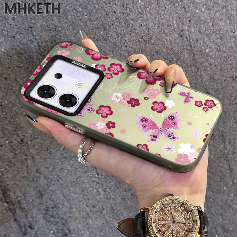 MHKETH เคสสำหรับ Infinix Zero 30 5G เคสโทรศัพท์รูปผีเสื้ออินเทรนด์และดอกไม้สด