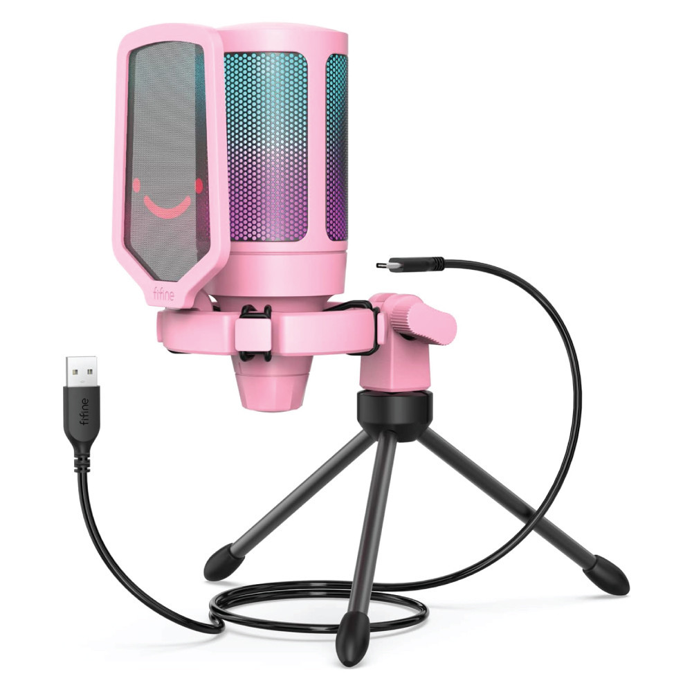 ไมโครโฟน FIFINE AMPLIGAME A6V USB สีชมพู_0
