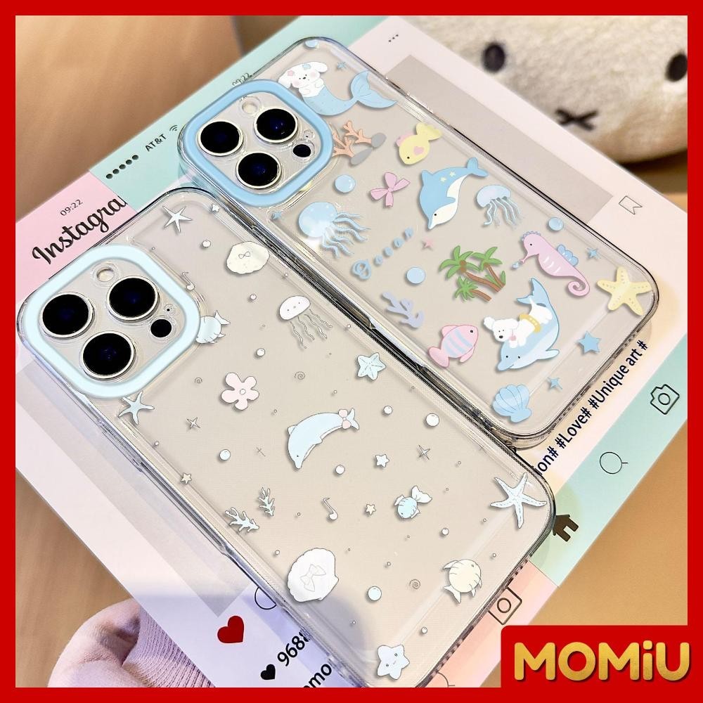 MOMiU - เข้ากันได้สำหรับ เคสไอโฟน11 เคส iphone 16 Pro Max 7Plus XR 12 13 14 15 เคสใส แมงกะพรุนโลมาสุดน่ารัก