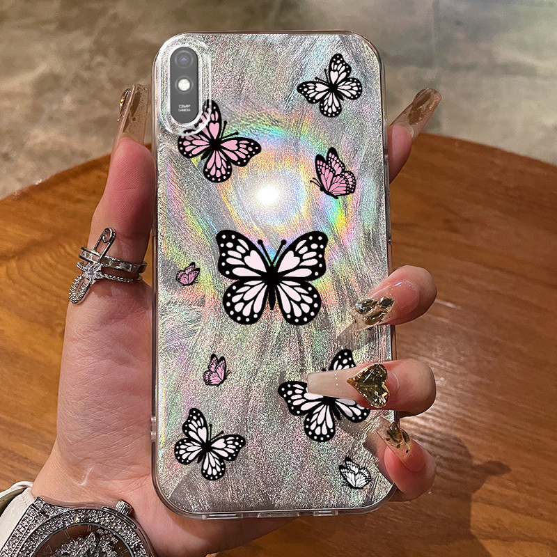 เคสสำหรับ Xiaomi Redmi 9A 9I 9C NFC 10A 12C 11A A1 A2 เคสโทรศัพท์แนวโน้มกันกระแทกผีเสื้อ