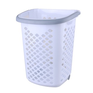 DECOS ตะกร้าพลาสติกล้อลาก รุ่น 61468 สีขาว หูเทา |BAI|