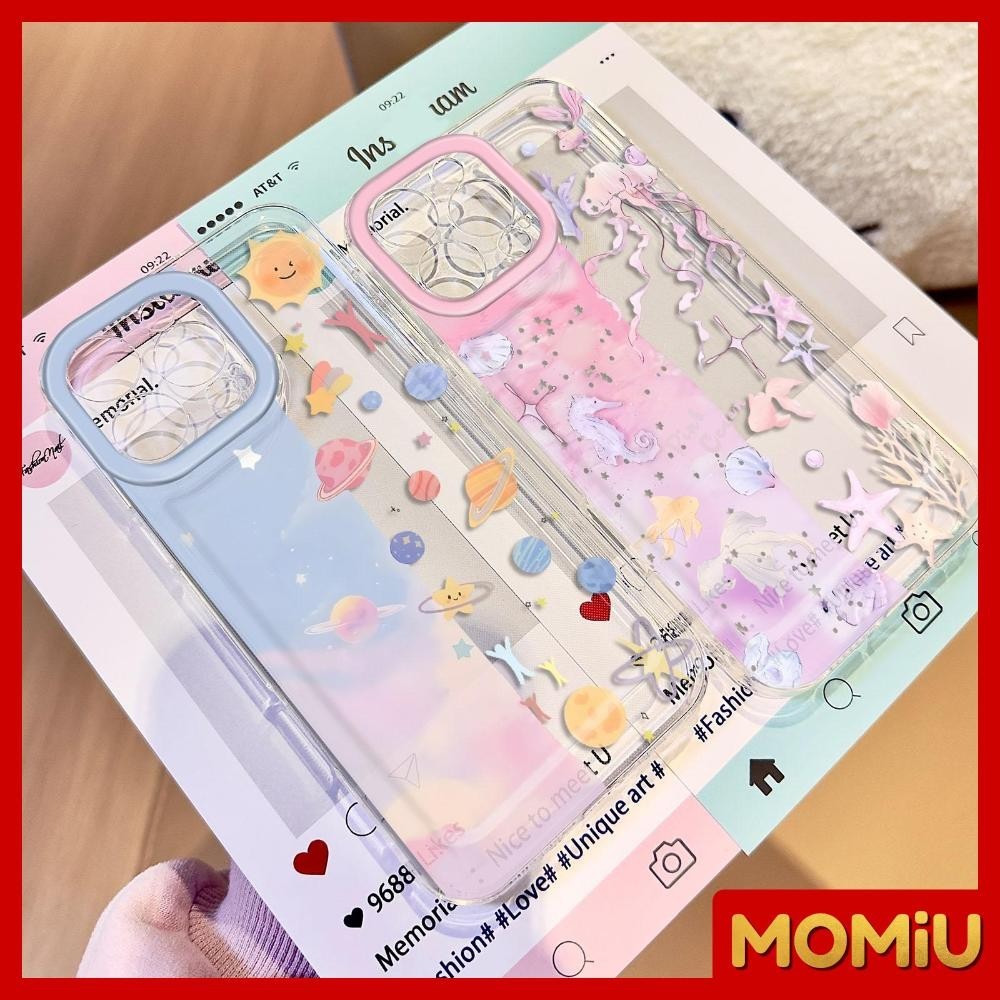 MOMiU - เข้ากันได้สำหรับ เคสไอโฟน11 เคส iphone 16 Pro Max 7Plus XR 12 13 14 15 เคสใส แมงกะพรุนม้าน้ำแสนสวย