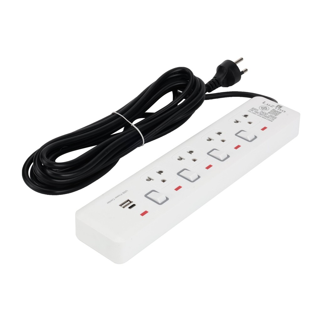 รางปลั๊กไฟ 4 ช่อง 4 สวิตช์ 1 USB-A 1 USB-C (2.4A) ยาว 5 รูปที่ 3