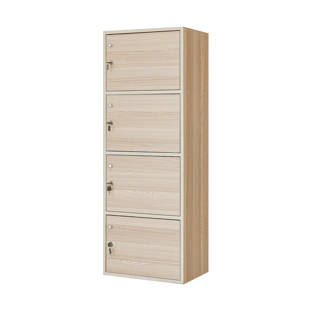 ตู้ล็อกเกอร์ 4 ชั้น KASSA รุ่น 4DK ขนาด 42 x 29 x 115.7 ซม. สีไวท์เมเปิล