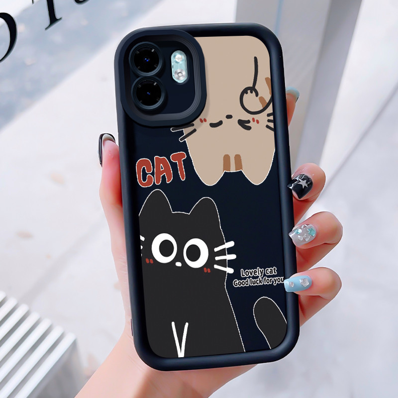 เคสสำหรับ Infinix Smart 9 Smart 9 HD Hot 50i เคสโทรศัพท์แมวน่ารักสามสีซิลิโคนกันกระแทก