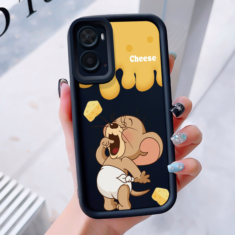 เคสสำหรับ OPPO A36 A76 A96 เคสโทรศัพท์แมวหนูสามสีซิลิโคนกันกระแทก