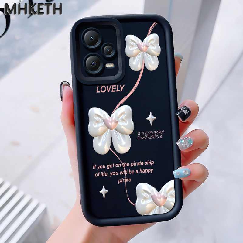 MHKEID เคสสำหรับ Xiaomi Redmi Note 12 4G Note 12 Pro 5G POCO X5 5G เคสใหม่เคสซิลิโคนติดโบว์ป้องกันโทรศัพท์ตก