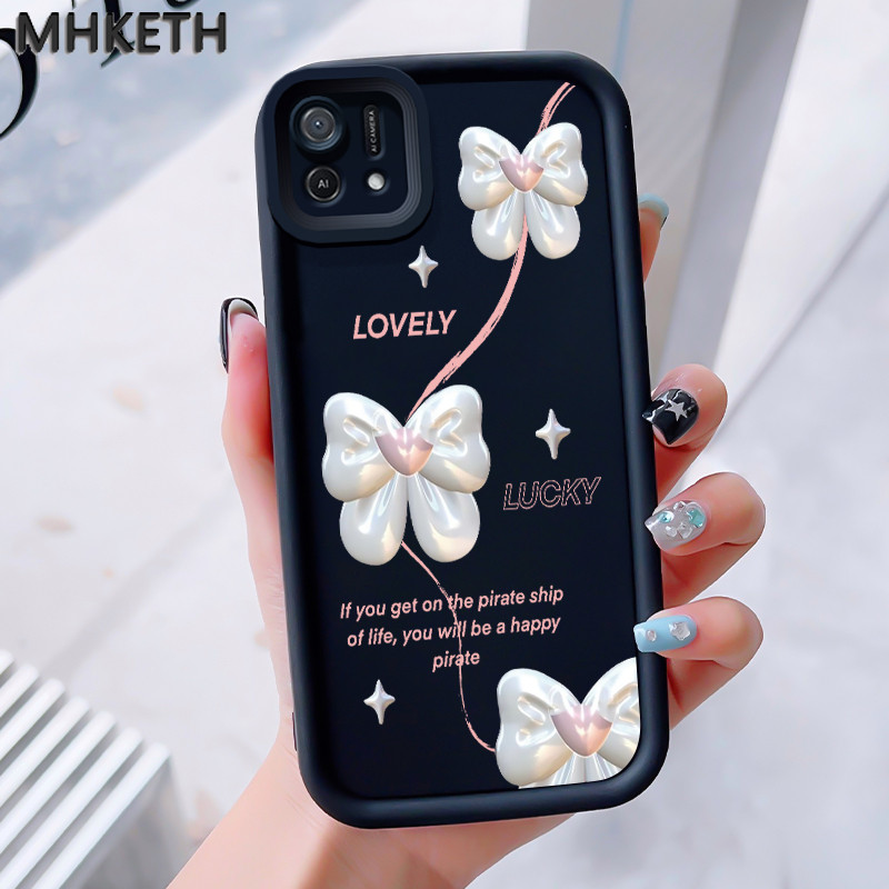 MHKEID เคสสำหรับ OPPO A16K A16E เคสใหม่เคสซิลิโคนติดโบว์ป้องกันโทรศัพท์ตก
