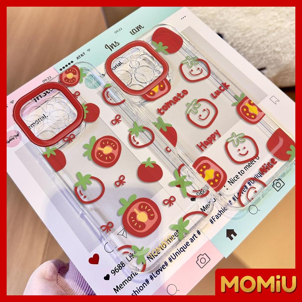 MOMiU - เข้ากันได้สำหรับ เคสไอโฟน11 เคส iphone 16 Pro Max 7Plus XR 12 13 14 15 เคสใส โบว์มะเขือเทศ
