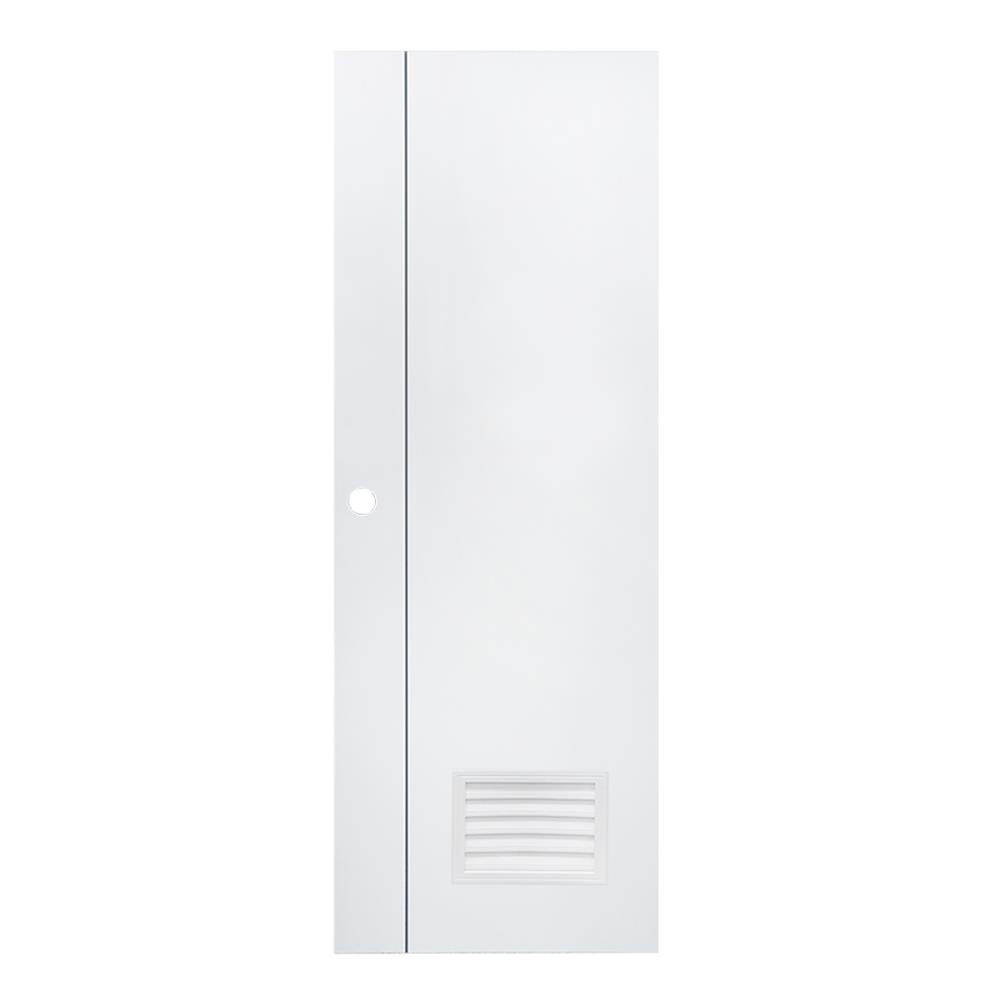 HomePro ประตูห้องน้ำ UPVC  GROOVE P2 เกล็ดล่าง 70X200 ซม. สีขาว เจาะลูกบิด แบรนด์ AZLE