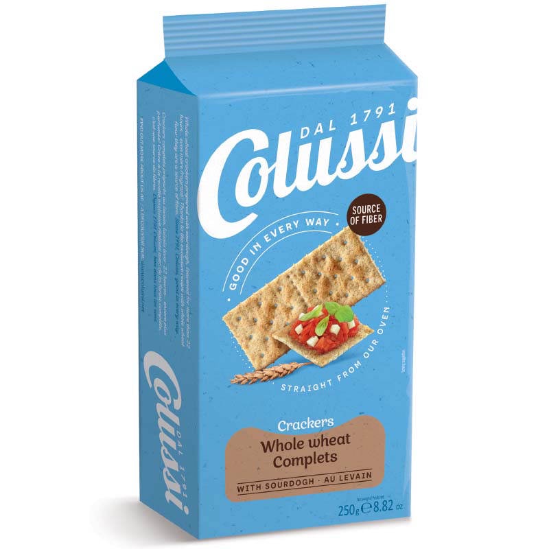 Pan Colussi Wholewheat Crackers 250g แพนโคลุสซี่แครกเกอร์โฮลวีท 250กรัม