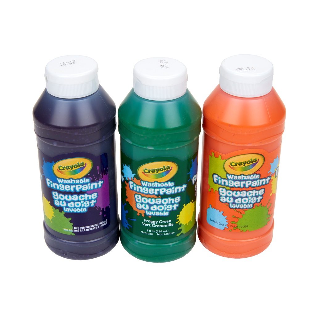 Crayola 3 Colors 8oz Washable  Finger Paint Set เครโยล่า สีเพ้นท์ ระบายด้วยนิ้ว 3สี ขนาด 236ml. 55-1311 - รูปที่ 2