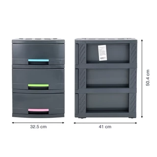 ตู้ลิ้นชักอเนกประสงค์ 3 ชั้น Mushi KASSA HOME รุ่น API-1100M3 ขนาด 41 x 32.5 x 50.4 ซม. สีเทา
