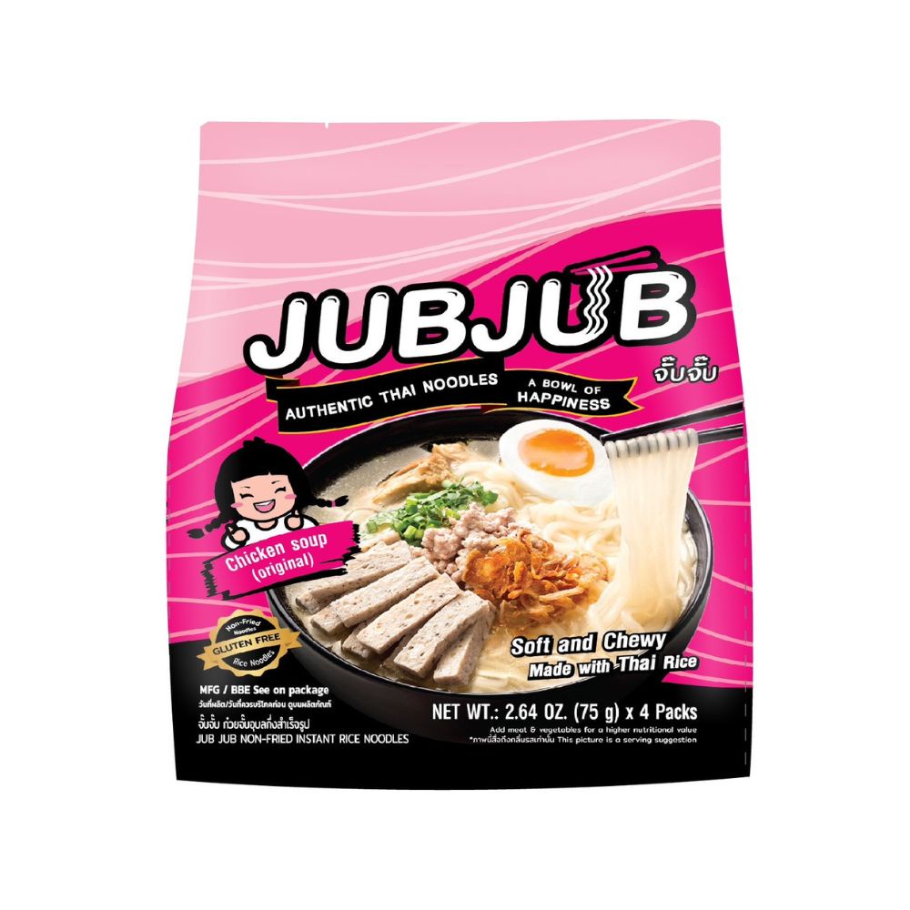 📢 จั๊บจั๊บ ก๋วยจั๊บอุบลรสต้นตำรับ 75กรัมX4 🌈 JUBJUB INSTANT RICENOODLES ORIGINAL75GX4 💦 บะหมี่ ซุป โ