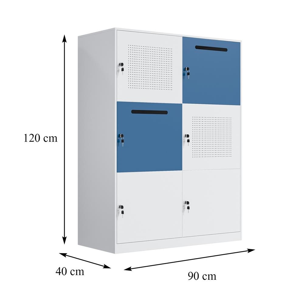FURDINI ตู้เหล็ก 6 บานเปิดทึบ KULLEN FYD-BBY004 สีขาว/ฟ้า จัดส่งโดย HomePro - รูปที่ 3