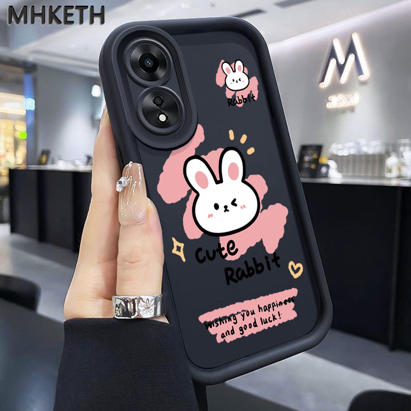 MHKETH เคสสำหรับ OPPO A18 A38 A2x A31 2020 A8 เคสโทรศัพท์ดูดซับแรงกระแทกซิลิโคนรูปกระต่ายน่ารัก