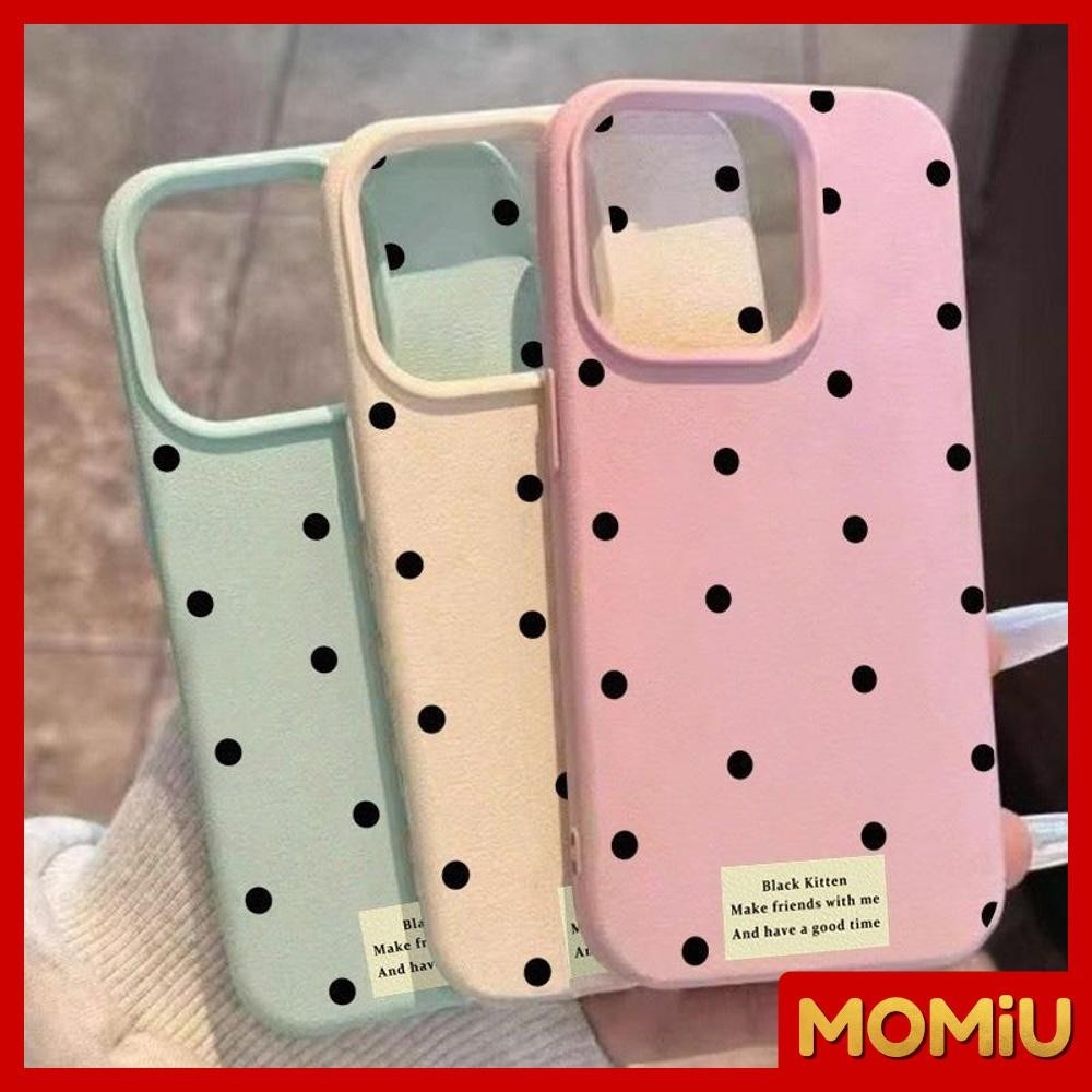 MOMiU - เข้ากันได้สำหรับ เคสไอโฟน11 เคส iphone 16 Pro Max 7Plus XR 12 13 14 15 เนื้อหนัง TPU แบบด้าน ลายจุดสีดำ