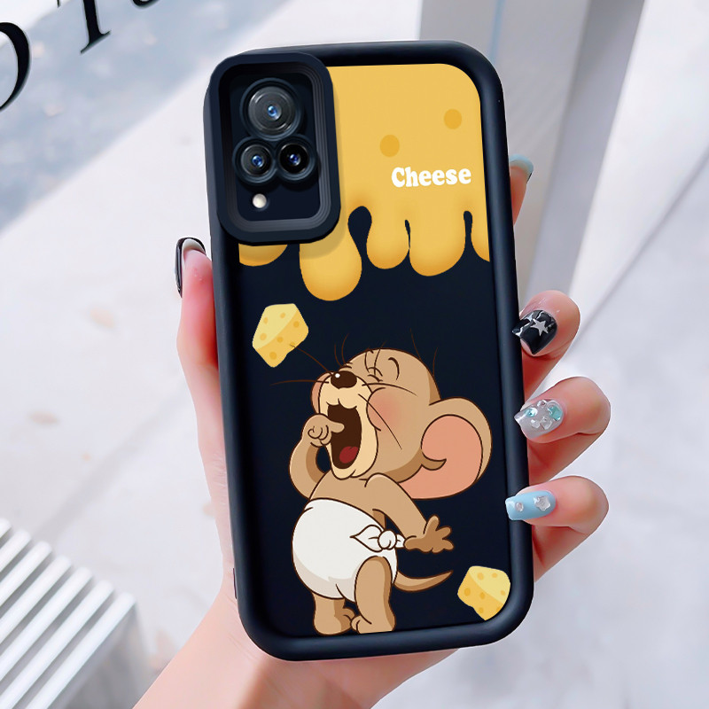 เคสสำหรับ VIVO V21 4G V21 5G เคสโทรศัพท์แมวหนูสามสีซิลิโคนกันกระแทก