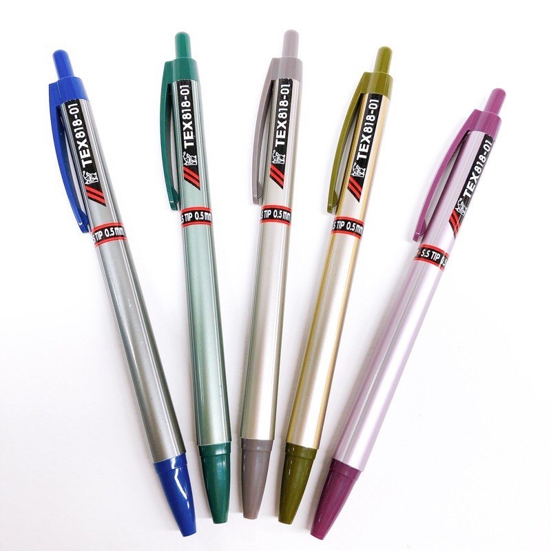 DIY✏️(แพ็ค50ด้าม) TEX ปากกา ปากกาลูกลื่น TEX 818 -01 แบบกด หมึกน้ำเงิน ดำ แดง (ขาย/แพ็ค/50ด้าม)