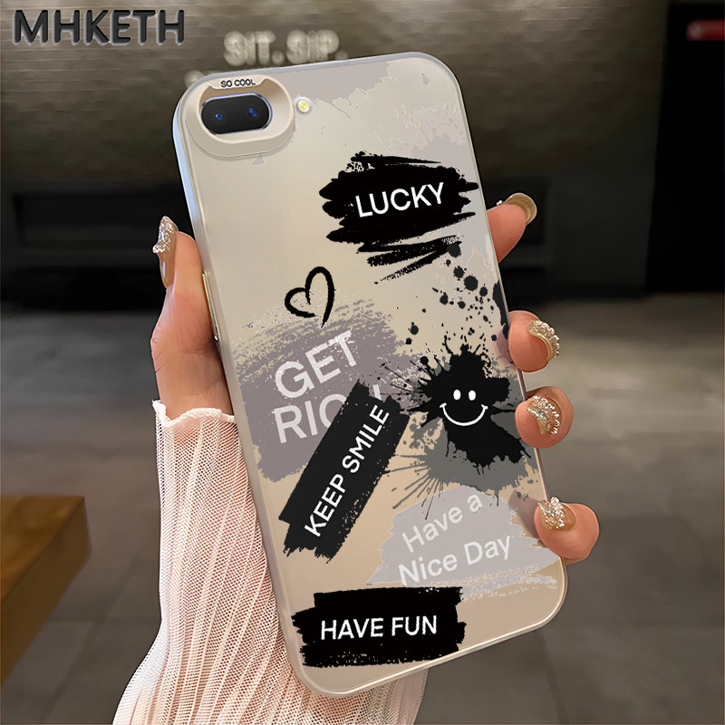 MHKETH เคสสำหรับ OPPO A5 A3s A12e A7 A5s A12 A12s A11k Realme C1 เคสโทรศัพท์ใบหน้ายิ้มกราฟฟิตีอินเทรนด์