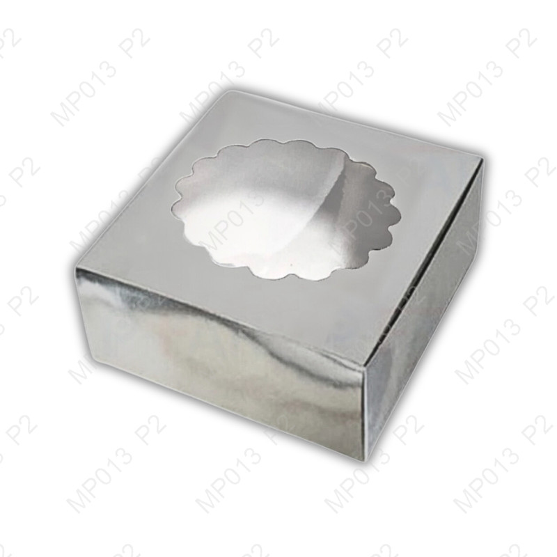 กล่องแม็คเค้ก0.5ปอนด์เงินเจาะสูง6 x 6 x 3 นิ้ว (1แพ็คย่อย X10กล่อง)|MP013_S_P2
