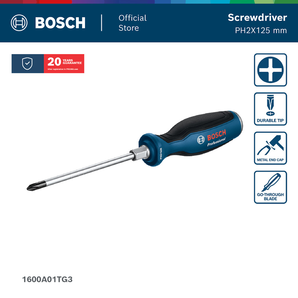 Bosch ไขควงปากแฉก PH2 ขนาด 125 มม. (รหัส 1600A01TG3)