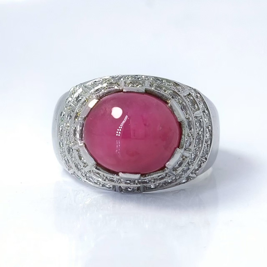 แหวนเงินทับทิมเผาเก่า [JS Jewelry]