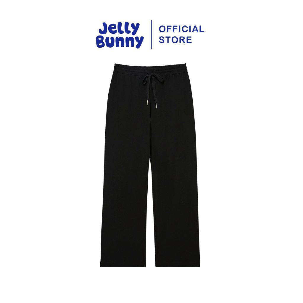JELLY BUNNY กางเกงขายาวขากว้างเอวเชือกรูด รุ่น B26WGWB011 BLACK
