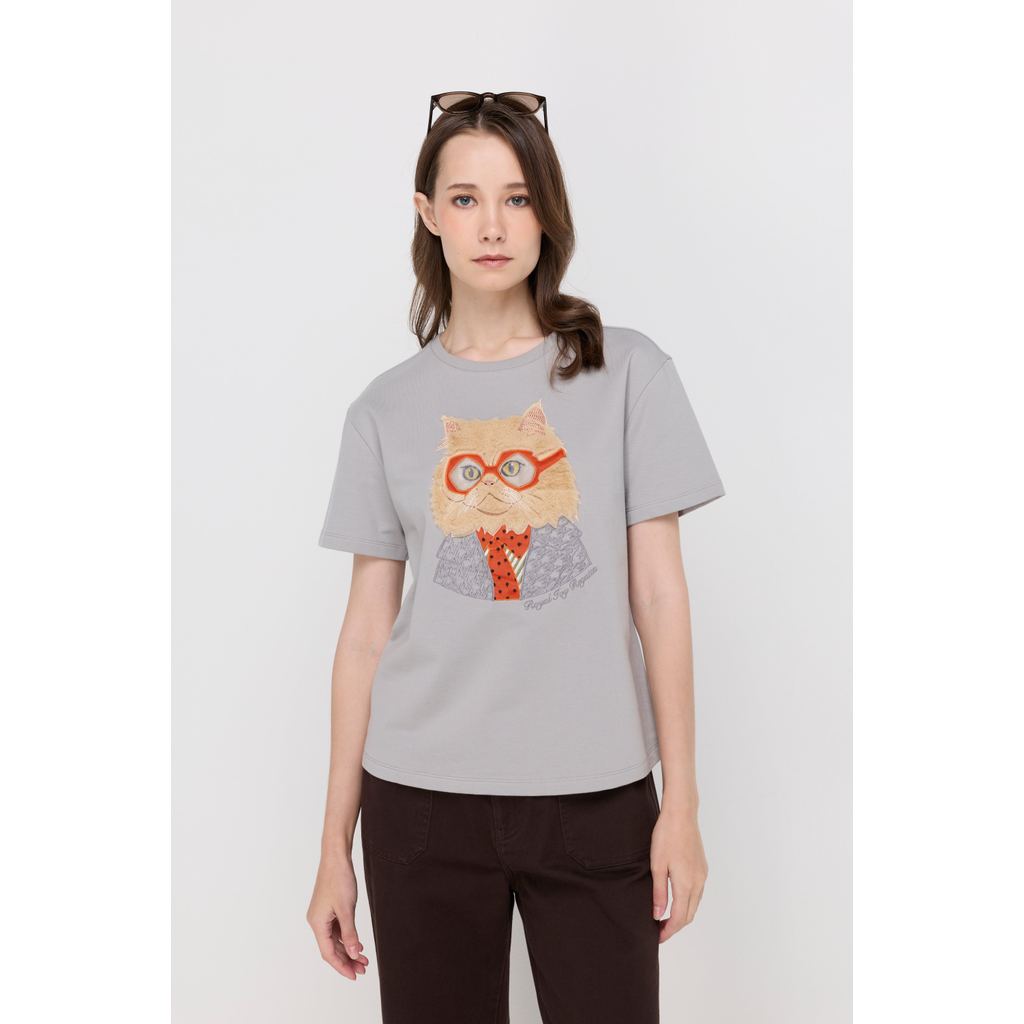 ROYAL IVY REGATTA - Dapper Cat French Terry T-Shirt Grey เสื้อยืด (R26WGWA015) — صورة 3