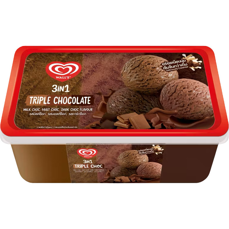[0194578] Wall'S 3In1 Triple Chocolate 390 G วอลล์ 3 อิน 1 ทริปเปิล ช็อกโกแลต (แพ็คสินค้าเก็บความเย็น)