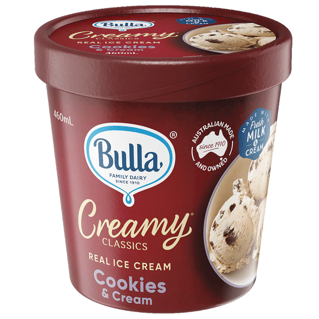 [0260318] Bulla Ice Cream Cookies&Cream 460Ml 5319 บูลล่า ไอศกรีมรสคุกกี้ แอนด์ ครีม (แพ็คสินค้าเก็บความเย็น)