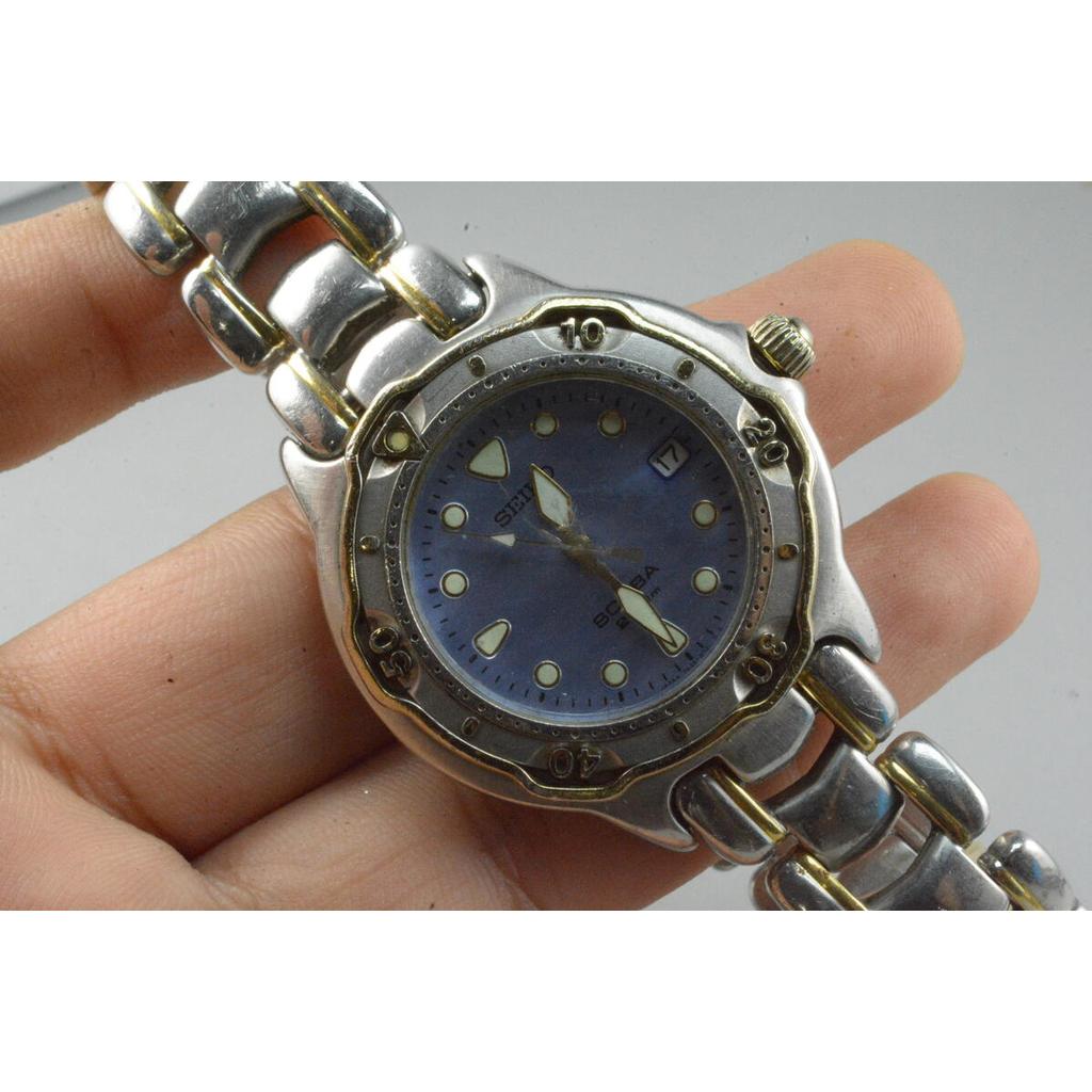 นาฬิกา Vintage มือสองญี่ปุ่น  Seiko Scuba Driver 7N35 6030 หน้าปัดเปลือกหอยมุก ผู้ชาย ควอตซ์   ทรงกล