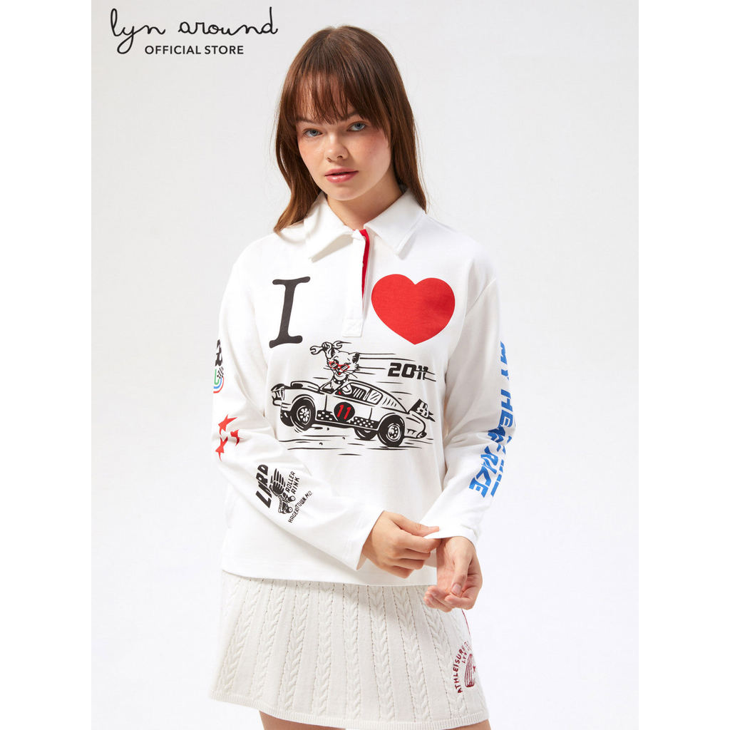 Lyn around - เสื้อโปโลแขนยาวพิมพ์ลายกราฟฟิค คอลเลกชัน Speed Voyard (A26CGWA033)