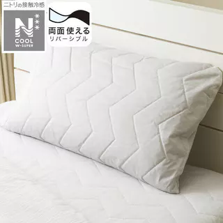 NITORI ปลอกหมอน REVERSIBLE PADDED PILLOWCASE N COOL WSP GY S2503