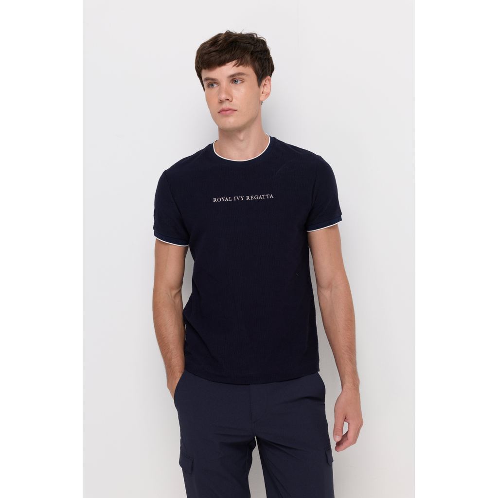 ROYAL IVY REGATTA - Contrast Trim Logo Knit T-Shirt Navy เสื้อยืด (R26WGMA053) — صورة 3