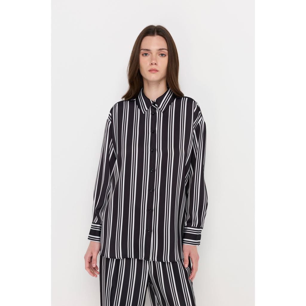 ROYAL IVY REGATTA - Bold Vertical Stripe Shirt Striped Black เสื้อเชิ้ต (R26WGWB023) — صورة 3