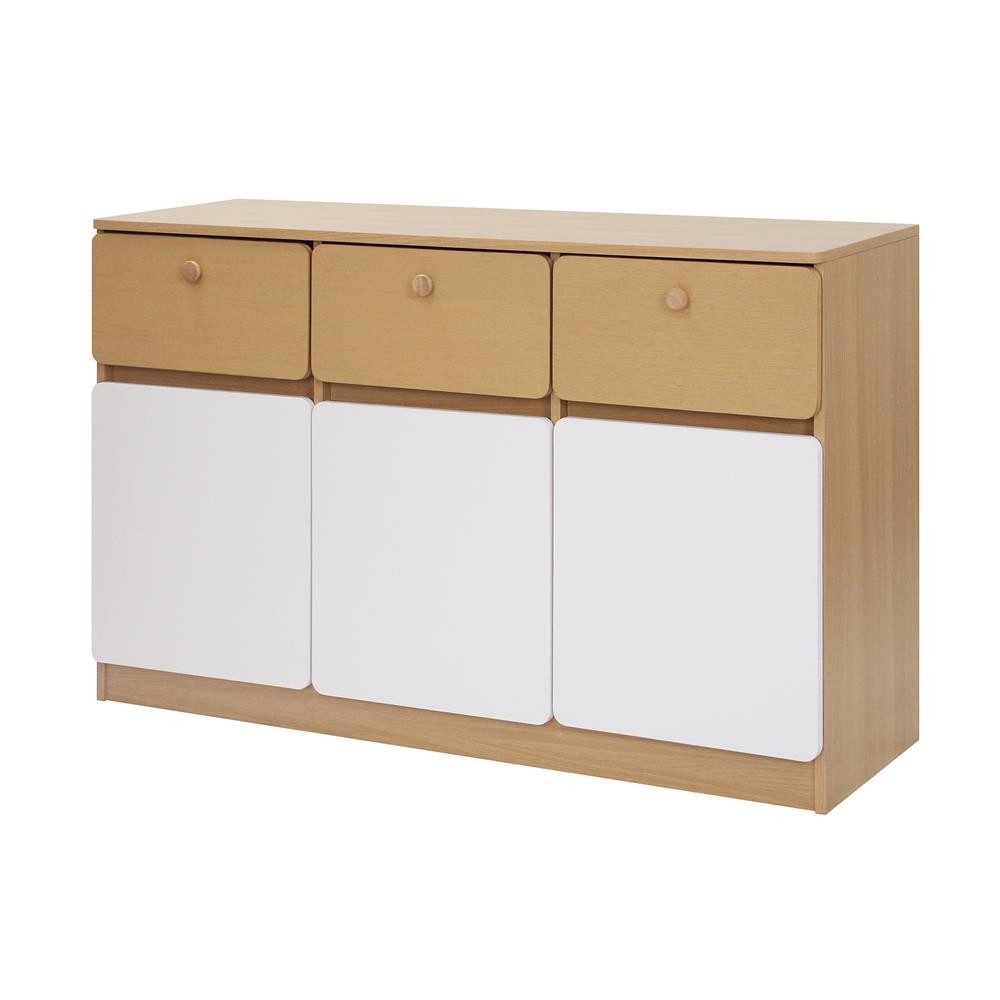 FURDINI ตู้เตี้ย 3 ลิ้นชัก 3 บานเปิด AOMI 120 ซม. สี NATURAL OAK/ขาว จัดส่งโดย HomePro