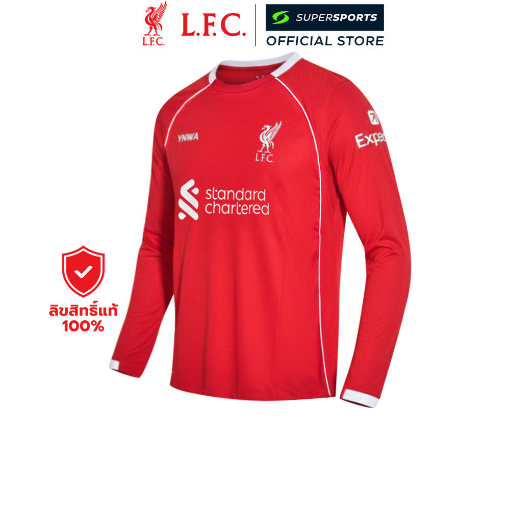 LFC Fan Jersey เสื้อเชียร์ผู้ชายแขนยาว ทีมลิเวอร์พูล ชุดเหย้า ฤดูกาล 2025/26