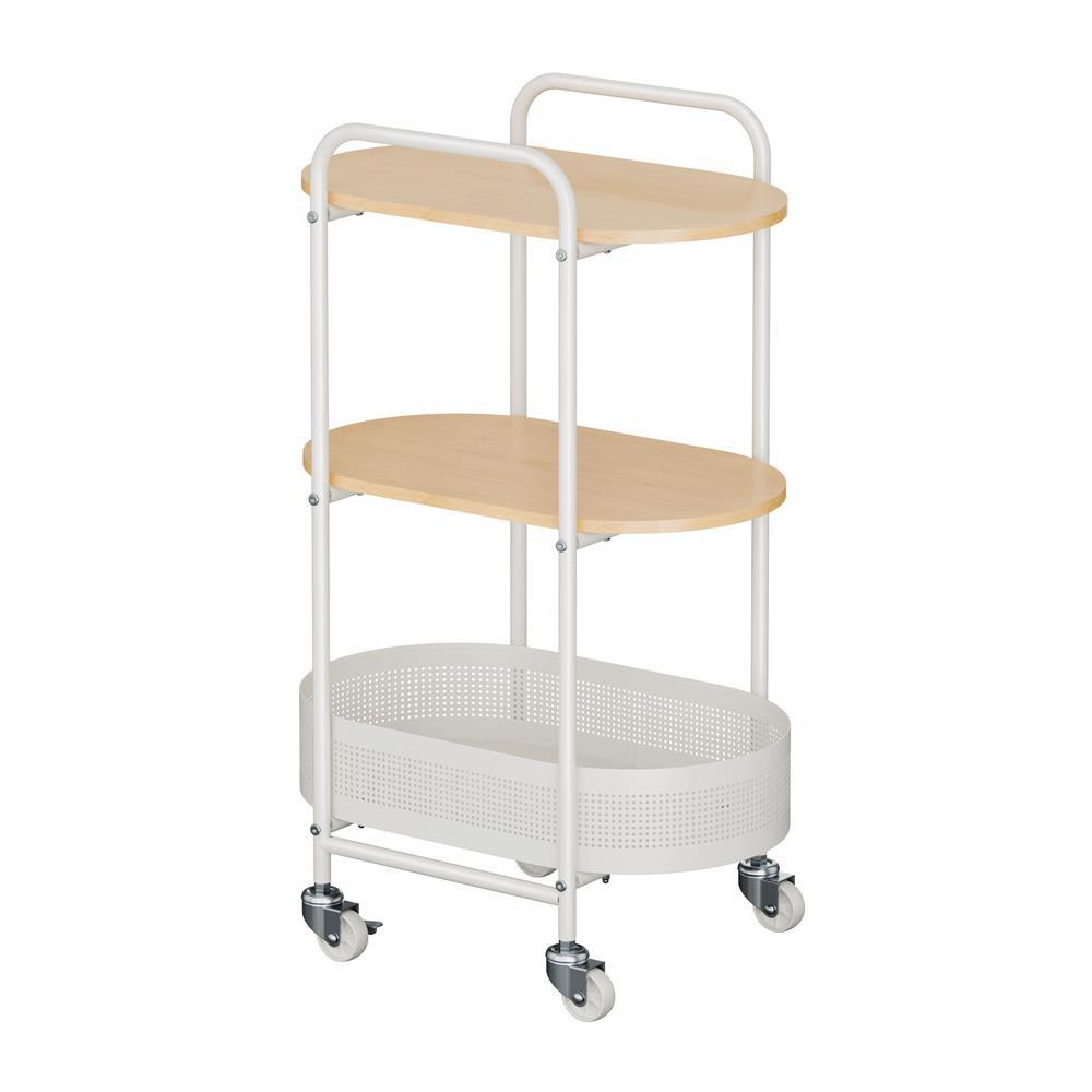 STACKO ชั้นวางของ 3 ชั้น พร้อม TOP ไม้ มีล้อ  BOWA 49.5x32.6x80 ซม. สีขาว