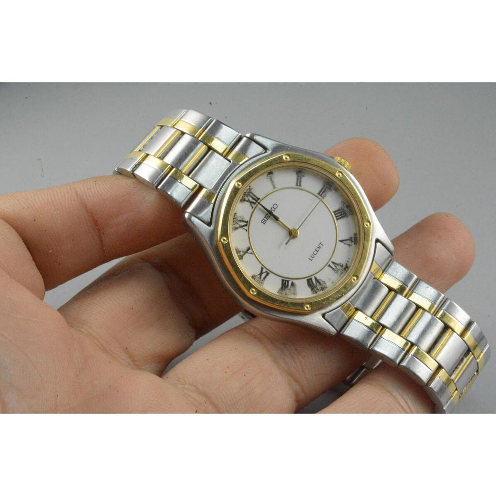 นาฬิกา Vintage มือสองญี่ปุ่น  Seiko Lucent 7N01 6510 หน้าปัดเลขโรมัน ผู้ชาย ควอตซ์   ทรงกลม 34mm
